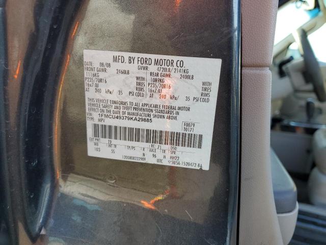 1FMCU49379KA29885 - 2009 FORD ESCAPE HYBRID CHARCOAL photo 12