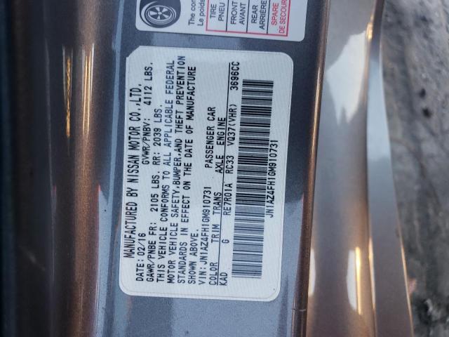 JN1AZ4FH1GM910731 - 2016 NISSAN 370Z BASE GRAY photo 12