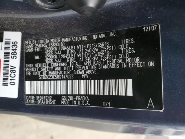 5TDZK23C58S147023 - 2008 TOYOTA SIENNA CE GRAY photo 14