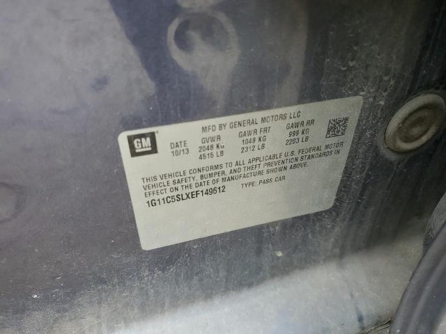 1G11C5SLXEF149612 - 2014 CHEVROLET MALIBU 1LT Көк фото 13