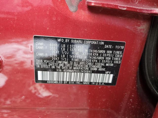 4S4WMAPD2L3436845 - 2020 SUBARU ASCENT LIMITED RED photo 13