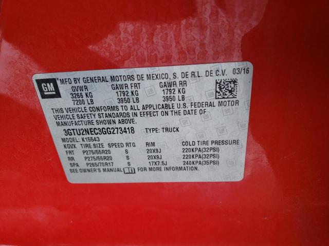 3GTU2NEC3GG273418 - 2016 GMC SIERRA K1500 SLT RED photo 13