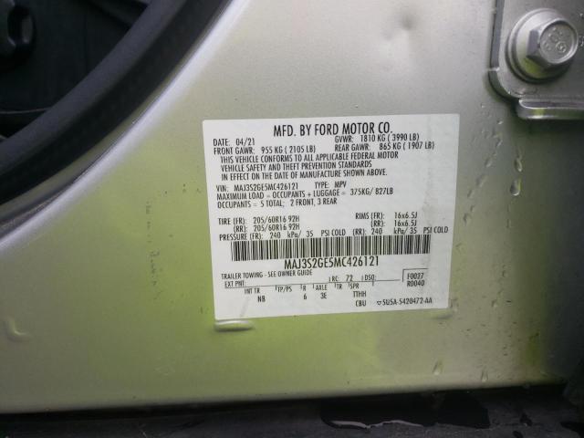 MAJ3S2GE5MC426121 - 2021 FORD ECOSPORT SE SILVER photo 12