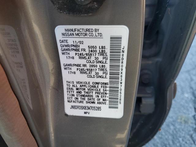 JN8DR09X83W705285 - 2003 NISSAN PATHFINDER LE GRAY photo 13
