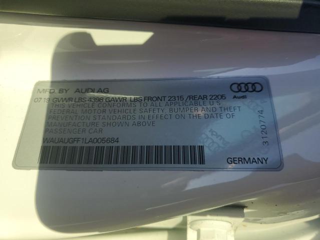 WAUAUGFF1LA005684 - 2020 AUDI A3 PREMIUM WHITE photo 12