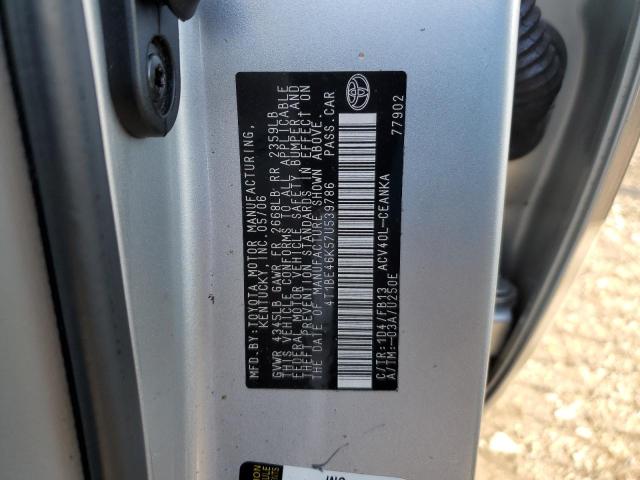 4T1BE46K57U539786 - 2007 TOYOTA CAMRY CE SILVER photo 12