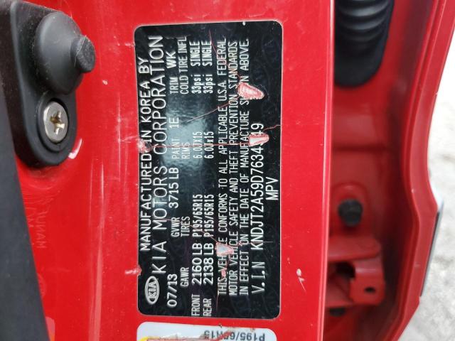 KNDJT2A59D7634549 - 2013 KIA SOUL RED photo 12