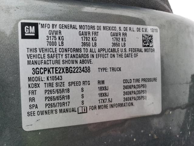 3GCPKTE2XBG223438 - 2011 CHEVROLET SILVERADO K1500 LTZ GRAY photo 12