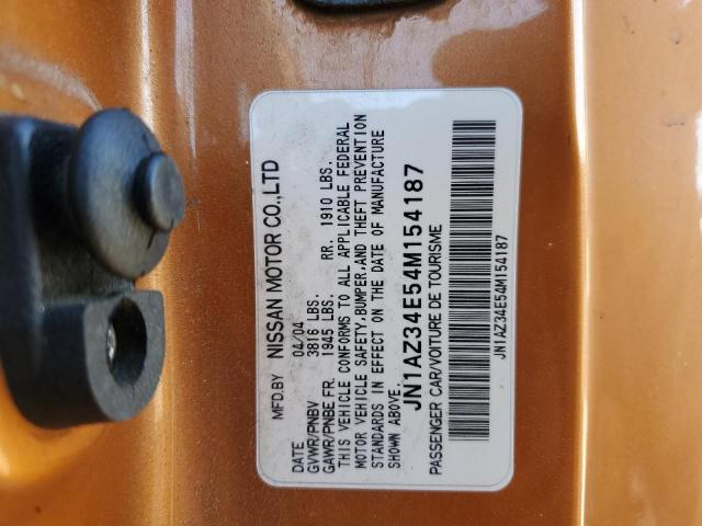 JN1AZ34E54M154187 - 2004 NISSAN 350Z COUPE ORANGE photo 12