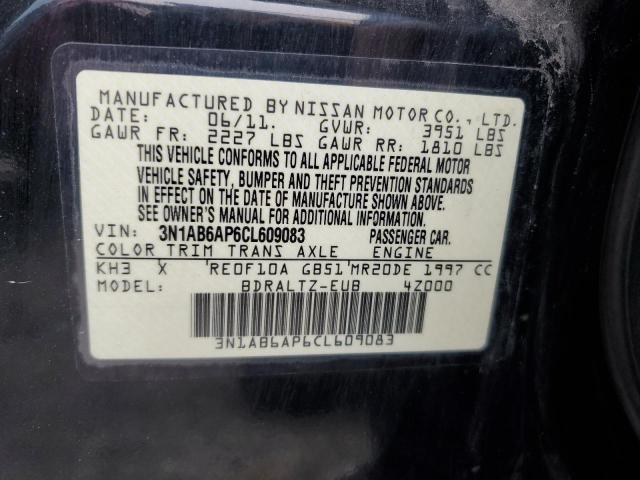 3N1AB6AP6CL609083 - 2012 NISSAN SENTRA 2.0 BLACK photo 12