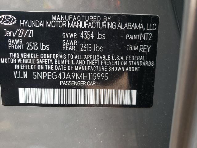 5NPEG4JA9MH115995 - 2021 HYUNDAI SONATA SE GRAY photo 12