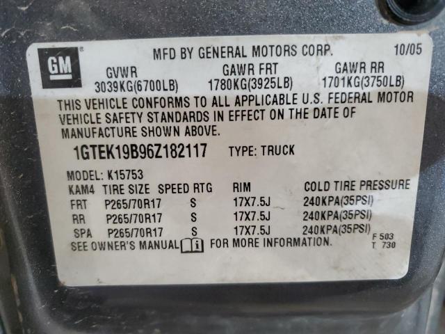 1GTEK19B96Z182117 - 2006 GMC NEW SIERRA K1500 GRAY photo 12