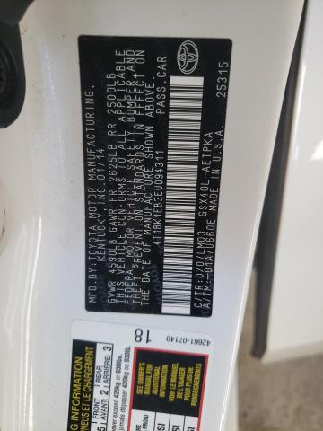 4T1BK1EB3EU094311 - 2014 TOYOTA AVALON BASE 白色 照片 10