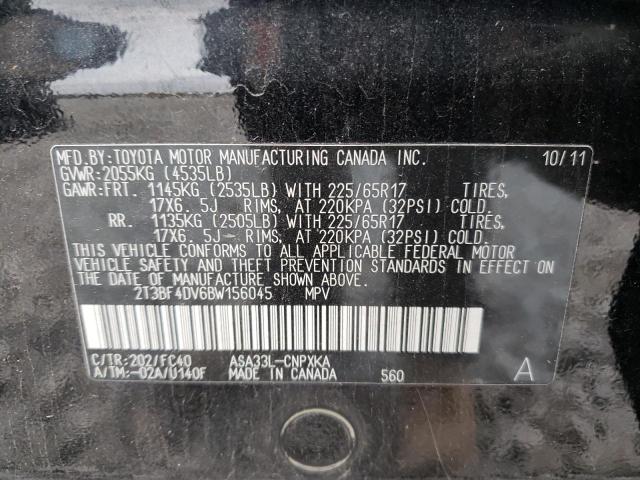 2T3BF4DV6BW156045 - 2011 TOYOTA RAV4 BLACK photo 12