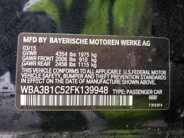 WBA3B1C52FK139948 - 2015 BMW 320 I BLACK photo 12