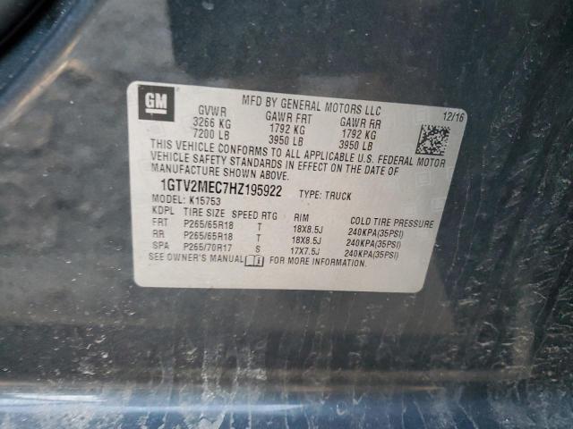 1GTV2MEC7HZ195922 - 2017 GMC SIERRA K1500 SLE GRAY photo 12