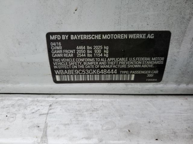 WBA8E9C53GK648444 - 2016 BMW 328 I SULEV WHITE photo 12