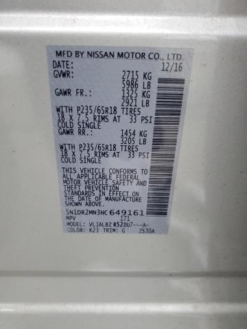 5N1DR2MN3HC649161 - 2017 NISSAN PATHFINDER S SILVER photo 12