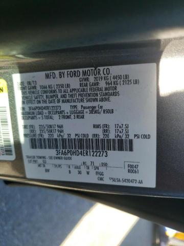 3FA6P0HD4ER122273 - 2014 FORD FUSION SE GRAY photo 12