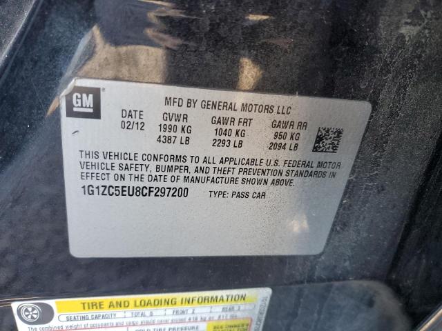 1G1ZC5EU8CF297200 - 2012 CHEVROLET MALIBU 1LT 黑色 照片 12