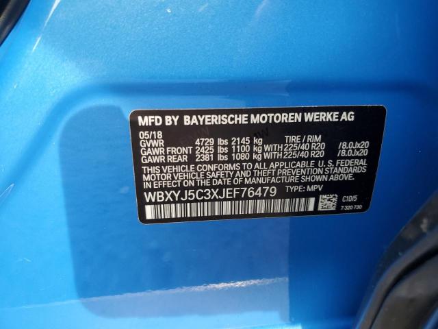 WBXYJ5C3XJEF76479 - 2018 BMW X2 XDRIVE28I BLUE photo 12