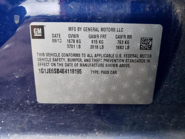 1G1JE6SB4E4118195 - 2014 CHEVROLET SONIC LTZ BLUE photo 12