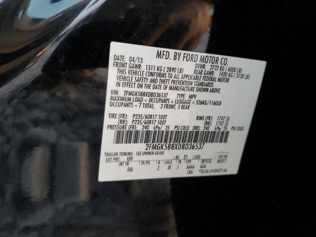 2FMGK5B8XDBD36537 - 2013 FORD FLEX SE BLACK photo 13