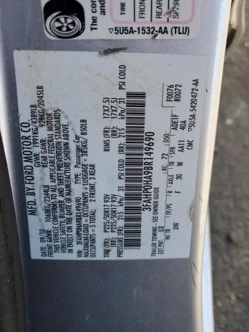 3FAHP0HA9BR149690 - 2011 FORD FUSION SE SILVER photo 12