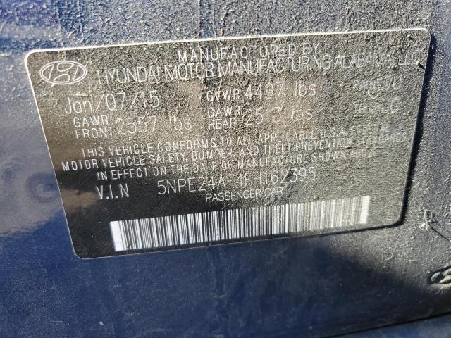 5NPE24AF4FH162395 - 2015 HYUNDAI SONATA SE BLUE photo 12