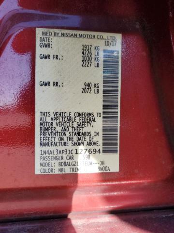 1N4AL3AP3JC127694 - 2018 NISSAN ALTIMA 2.5 RED photo 12