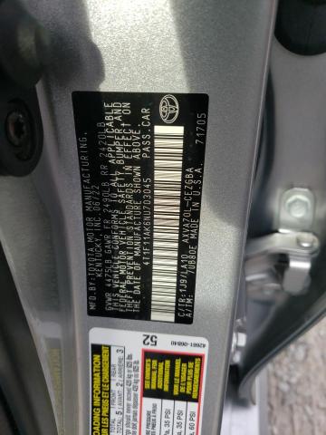 4T1F11AK6NU703045 - 2022 TOYOTA CAMRY XLE SILVER photo 12