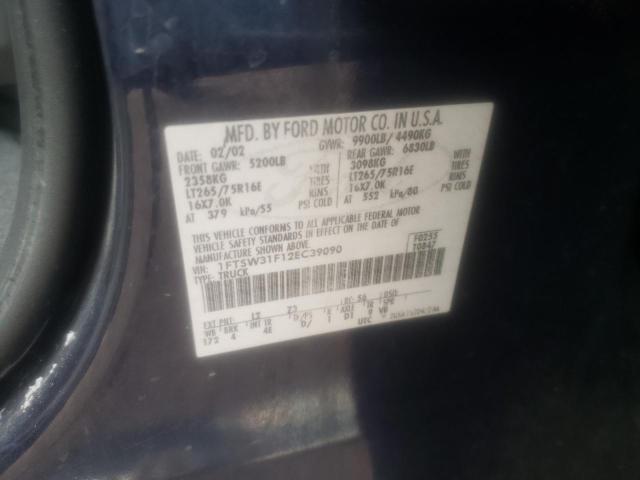 1FTSW31F12EC39090 - 2002 FORD F350 SRW SUPER DUTY BLUE photo 12