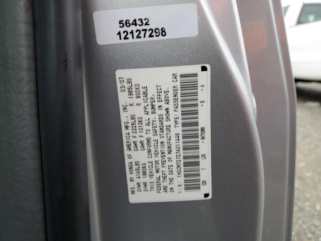 1HGCM72727A011446 - 2007 HONDA ACCORD EX SILVER photo 12