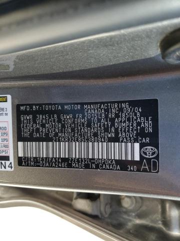 2T1KR32E85C380940 - 2005 TOYOTA COROLLA MA XR CHARCOAL photo 12