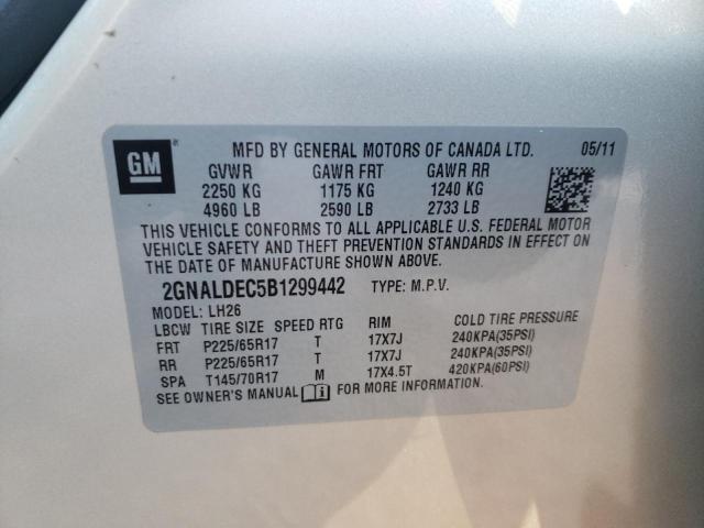 2GNALDEC5B1299442 - 2011 CHEVROLET EQUINOX LT GOLD photo 13