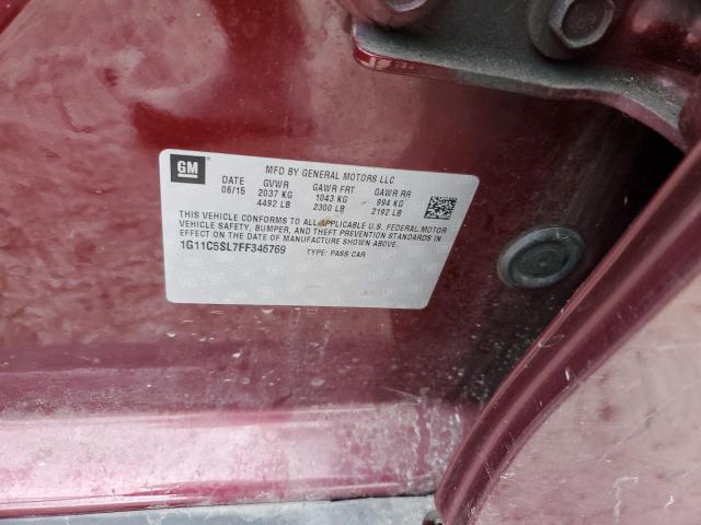 1G11C5SL7FF346769 - 2015 CHEVROLET MALIBU 1LT წითელი ფოტო 12