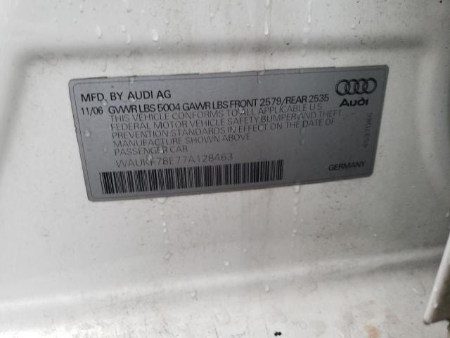 WAUKF78E77A128463 - 2007 AUDI A4 2.0T AVANT QUATTRO WHITE photo 12