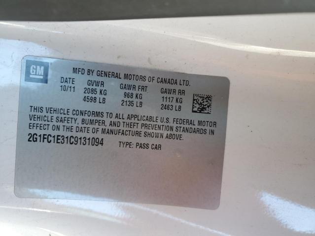 2G1FC1E31C9131094 - 2012 CHEVROLET CAMARO LT WHITE photo 12