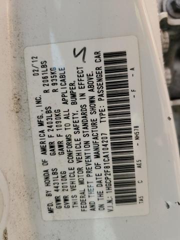 1HGCP2F81CA104207 - 2012 HONDA ACCORD EXL WHITE photo 12