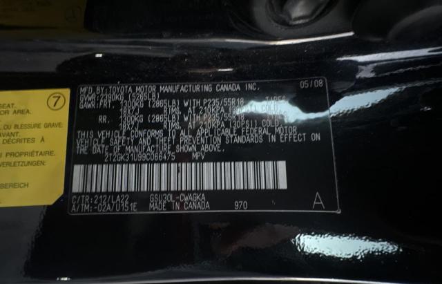 2T2GK31U99C066475 - 2009 LEXUS RX 350 BLACK photo 10