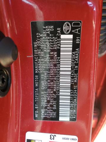 2T1BU4EE9CC896124 - 2012 TOYOTA COROLLA BASE 红色 照片 12