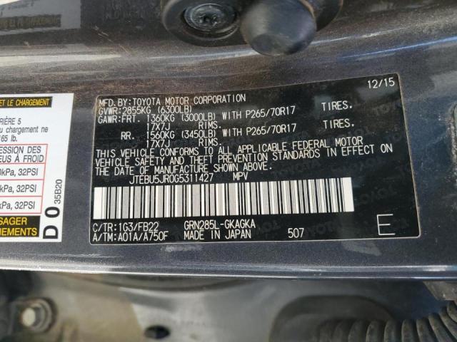 JTEBU5JR0G5311427 - 2016 TOYOTA 4RUNNER SR5/SR5 PREMIUM 灰色 照片 13