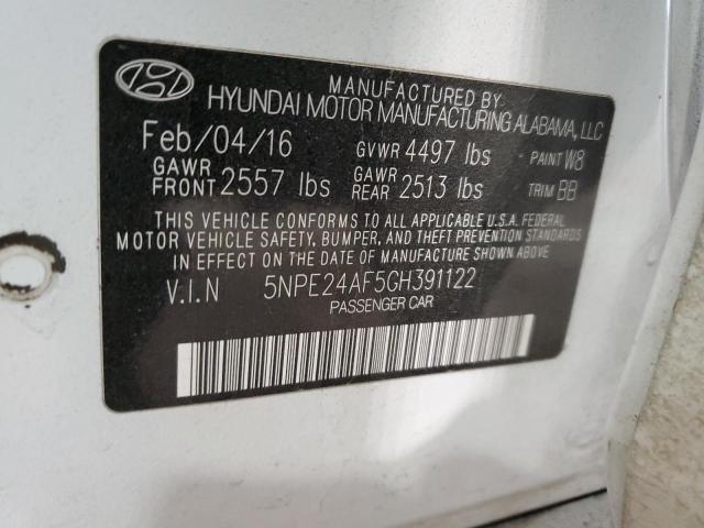 5NPE24AF5GH391122 - 2016 HYUNDAI SONATA SE WHITE photo 12