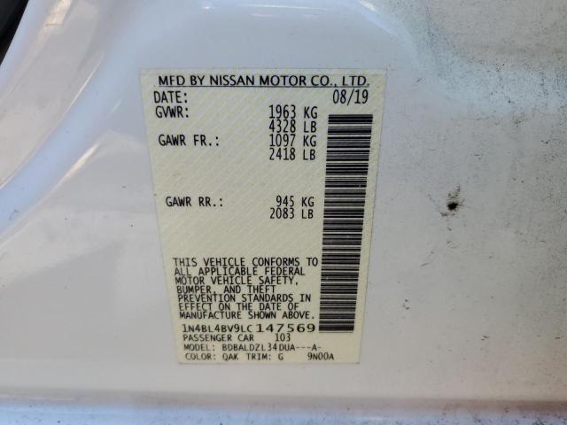 1N4BL4BV9LC147569 - 2020 NISSAN ALTIMA S WHITE photo 12