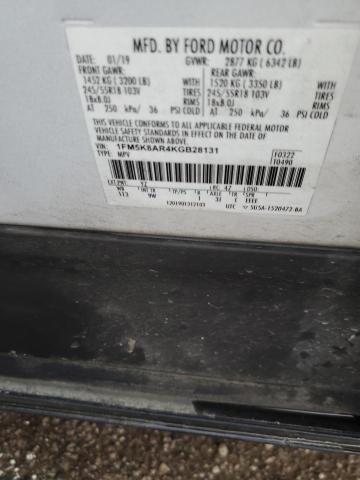 1FM5K8AR4KGB28131 - 2019 FORD EXPLORER POLICE INTERCEPTOR WHITE photo 12