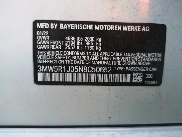 3MW5R1J05N8C50652 - 2022 BMW 330I GREEN photo 13
