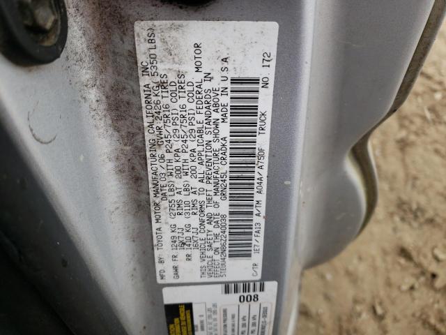 5TEUU42N86Z240038 - 2006 TOYOTA TACOMA ACCESS CAB ვერცხლისფერი ფოტო 12