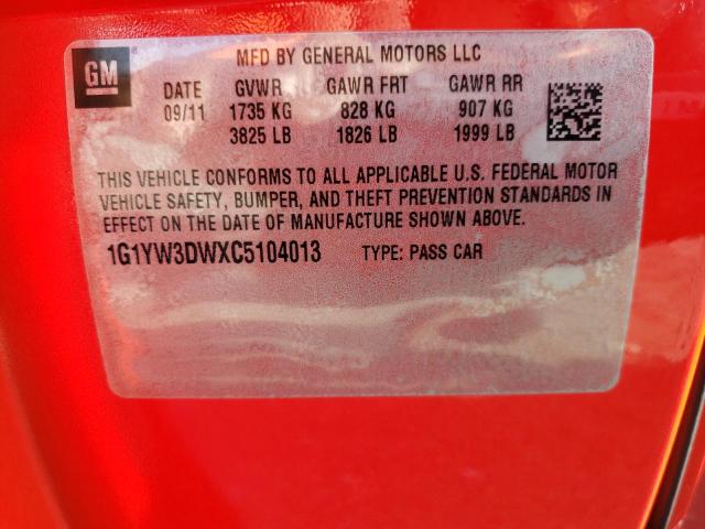 1G1YW3DWXC5104013 - 2012 CHEVROLET CORVETTE GRAND SPORT RED photo 13