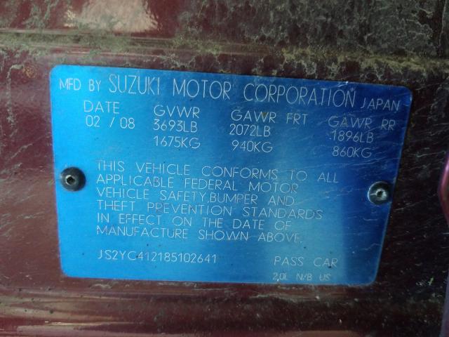 JS2YC412185102641 - 2008 SUZUKI SX4  photo 10
