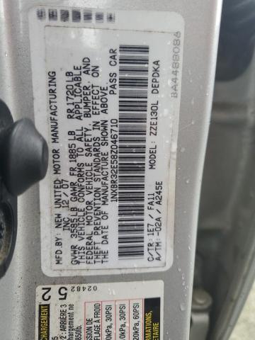 1NXBR32E58Z046710 - 2008 TOYOTA COROLLA CE SILVER photo 12